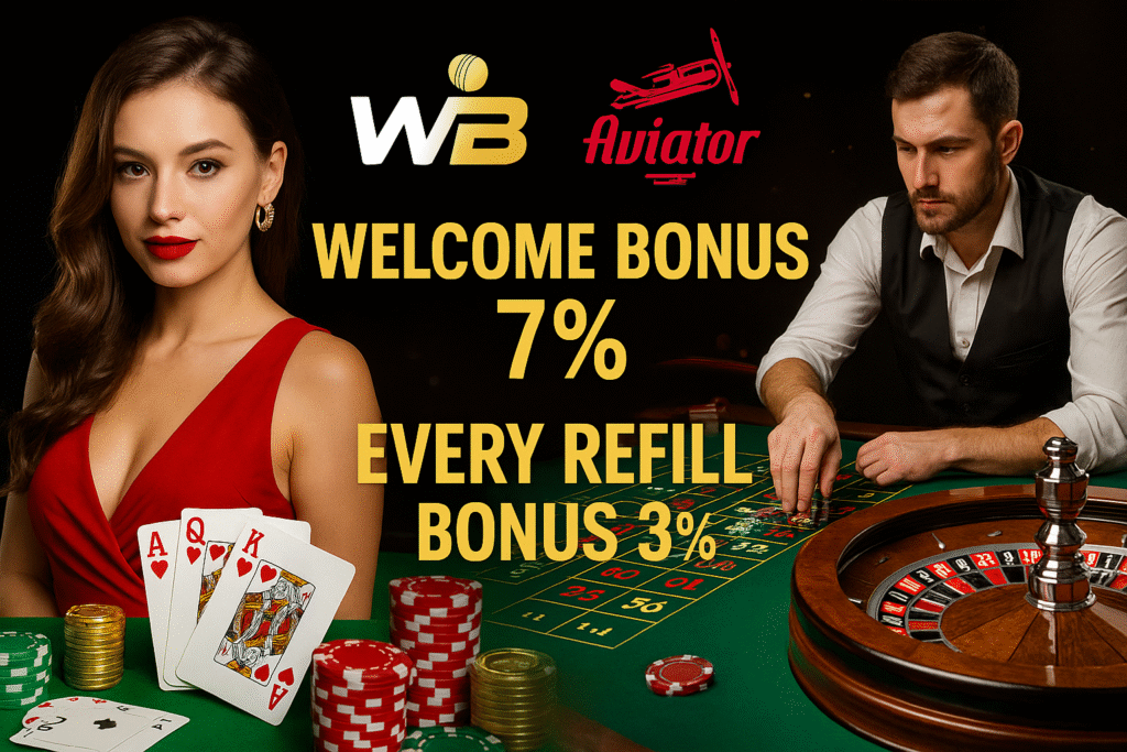 WinBuzz promo banner with casino-style background showing Aviator, Roulette, Teen Patti vibe and bonus offers.