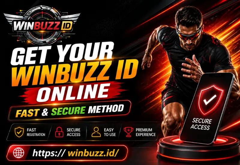 Get your Winbuzz ID online banner with athlete and secure mobile access design